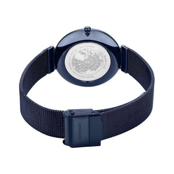 Bering Classic Polished Blue Mesh Bracelet Women's Watch | 18132-398