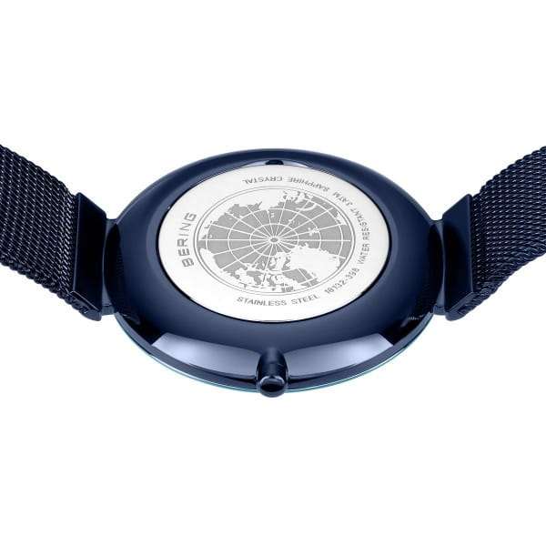 Bering Classic Polished Blue Mesh Bracelet Women's Watch | 18132-398