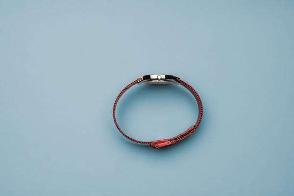 Bering Classic Red Polished Silver Women's Mesh Watch | 12131-303