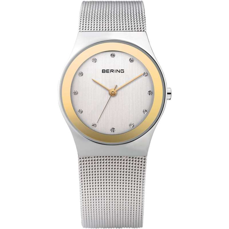 BERING Ladies Steel Gold With Mirror Border Mesh Strap Watch 12927-010
