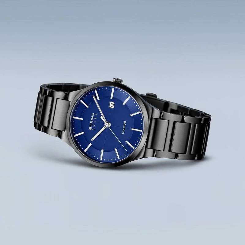 Bering Slim Solar Brushed Black Men's Watch | 15239-727