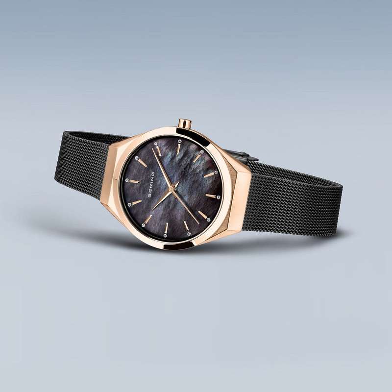 BERING Ultra Slim Polished/Brushed Rose Gold Women's Watch | 18729-166