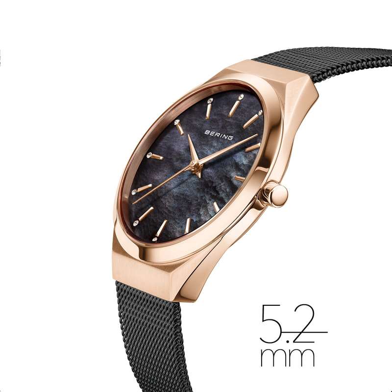 BERING Ultra Slim Polished/Brushed Rose Gold Women's Watch | 18729-166