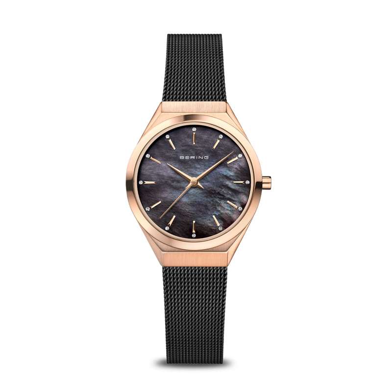 BERING Ultra Slim Polished/Brushed Rose Gold Women's Watch | 18729-166