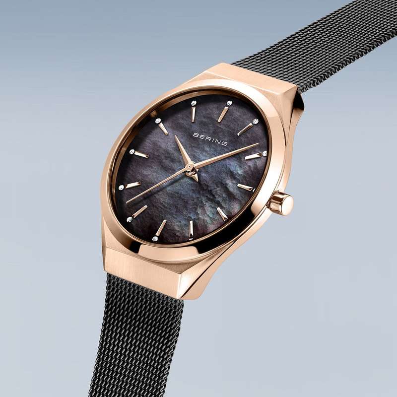 BERING Ultra Slim Polished/Brushed Rose Gold Women's Watch | 18729-166