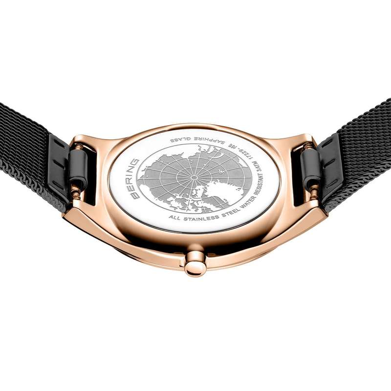 BERING Ultra Slim Polished/Brushed Rose Gold Women's Watch | 18729-166