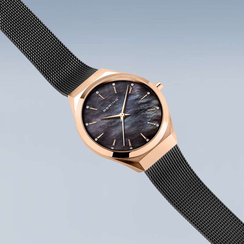 BERING Ultra Slim Polished/Brushed Rose Gold Women's Watch | 18729-166