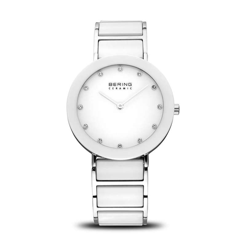 Bering White Ceramic and Silver Women's Watch  | 11435-754