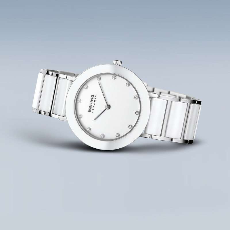 Bering White Ceramic and Silver Women's Watch  | 11435-754