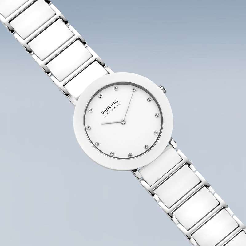 Bering White Ceramic and Silver Women's Watch  | 11435-754