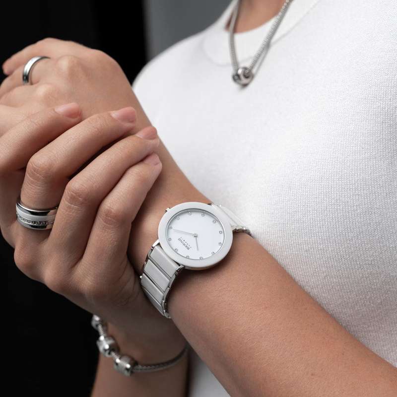 Bering White Ceramic and Silver Women's Watch  | 11435-754