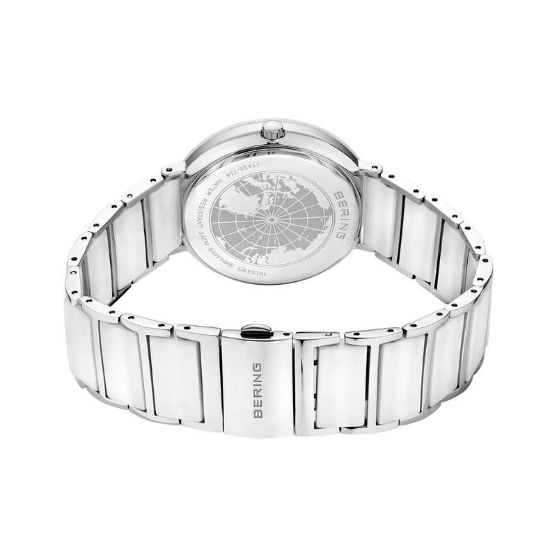 Bering White Ceramic and Silver Women's Watch  | 11435-754