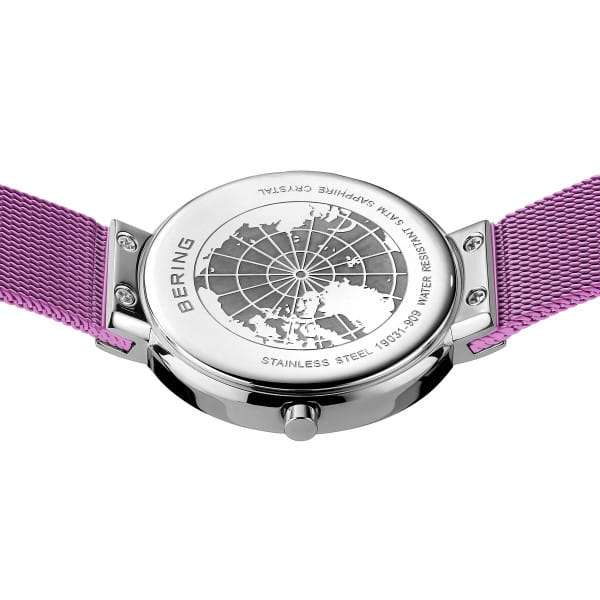 Berng Classic Aurora Purple Polished Silver Mesh Women's Watch | 19031-909