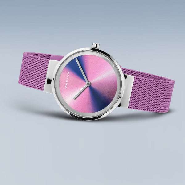 Berng Classic Aurora Purple Polished Silver Mesh Women's Watch | 19031-909