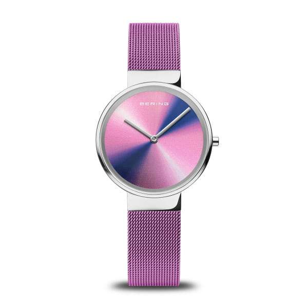 Berng Classic Aurora Purple Polished Silver Mesh Women's Watch | 19031-909