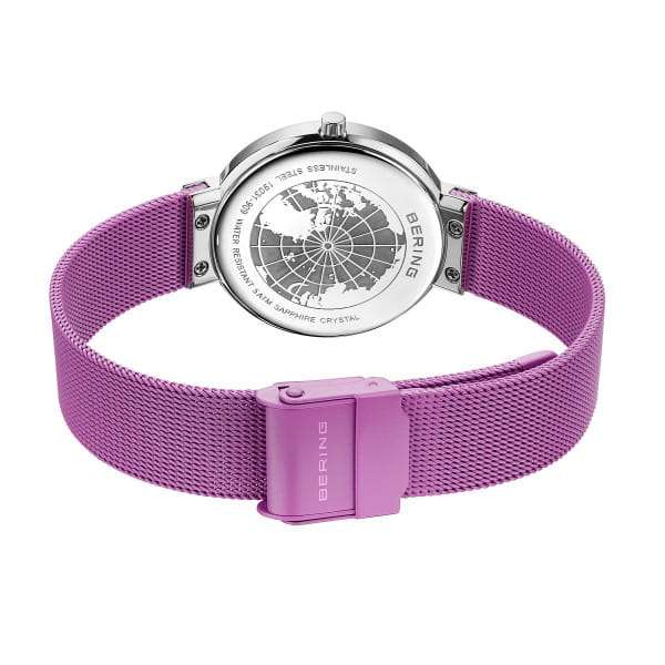 Berng Classic Aurora Purple Polished Silver Mesh Women's Watch | 19031-909