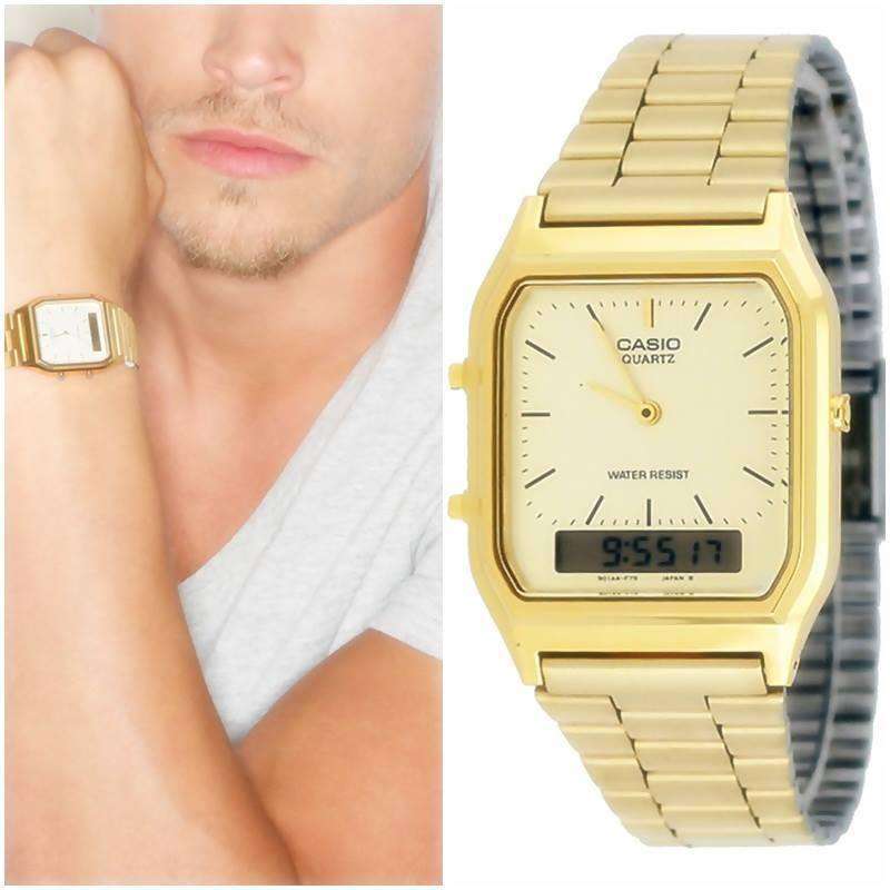 CASIO Vintage Analogue Digital Men's Watch - AQ230GA-9D - Gold