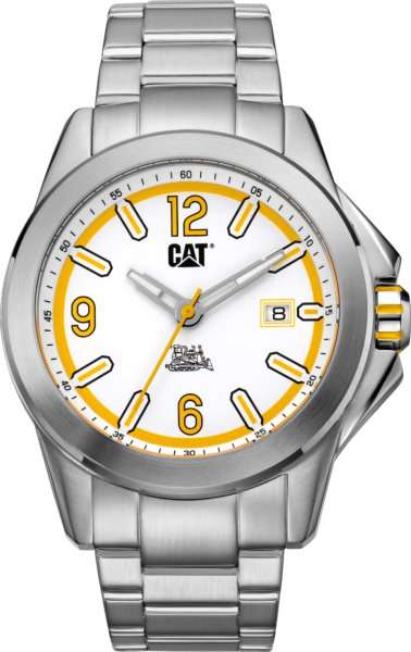 Cat Twist Up White Yellow Silver Stainless Steel Men's Watch | YU.141.11.237
