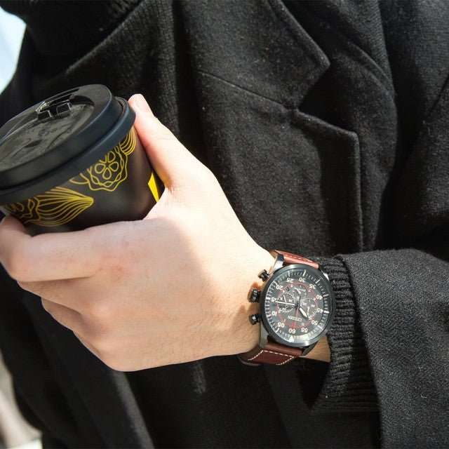 Citizen Chronograph Black Dial Brown Leather Men's Watch | CA4218-14E