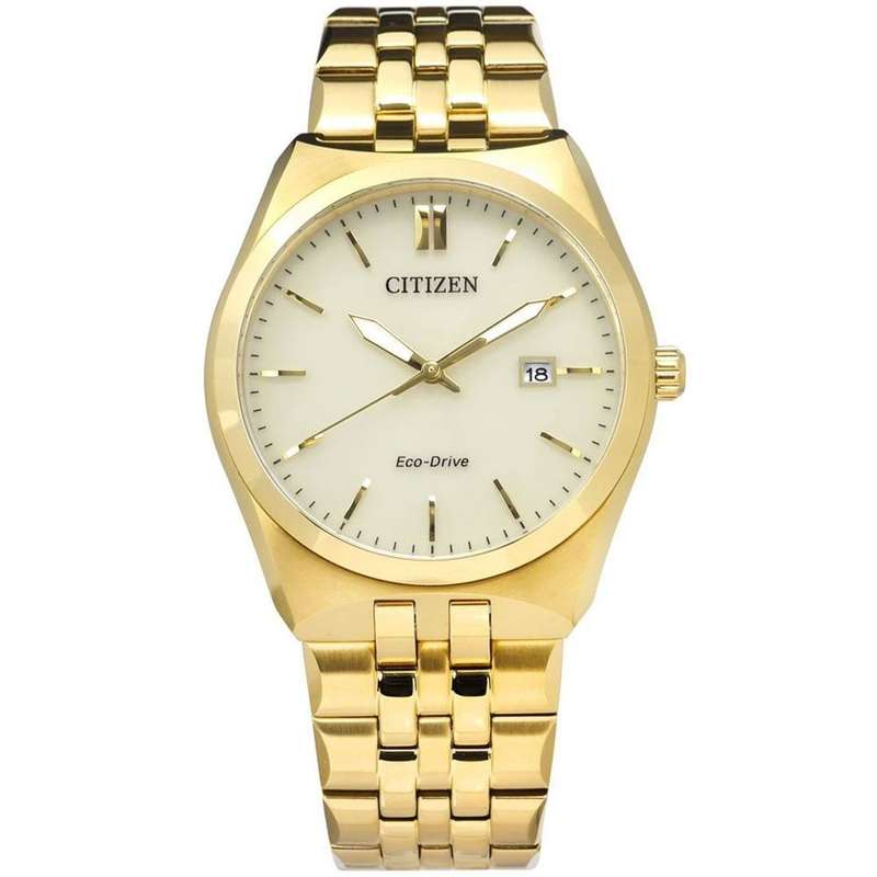 Citizen Eco-Drive Gold Date Dress Men's Watch | BM7332-61P