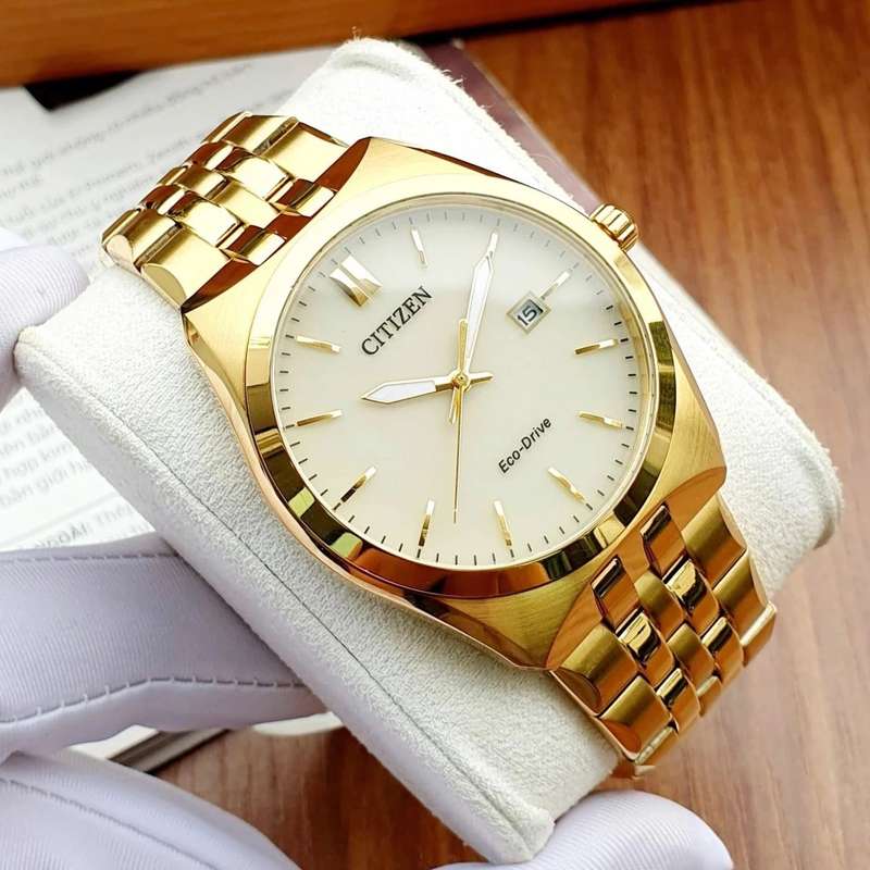 Citizen Eco-Drive Gold Date Dress Men's Watch | BM7332-61P