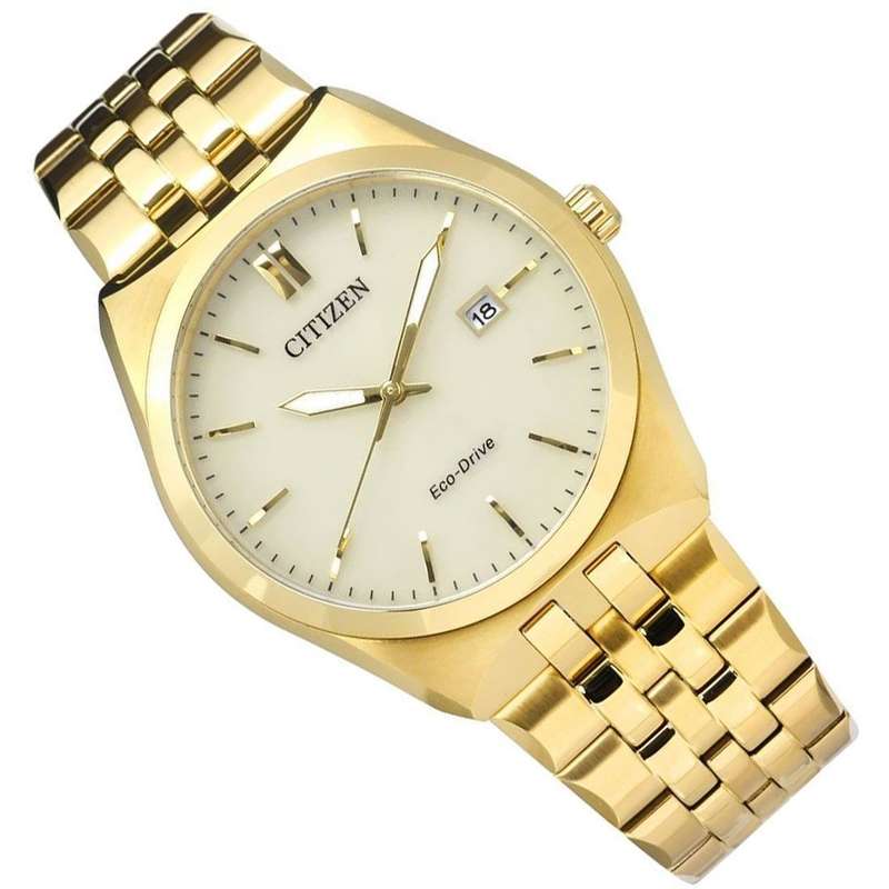 Citizen Eco-Drive Gold Date Dress Men's Watch | BM7332-61P
