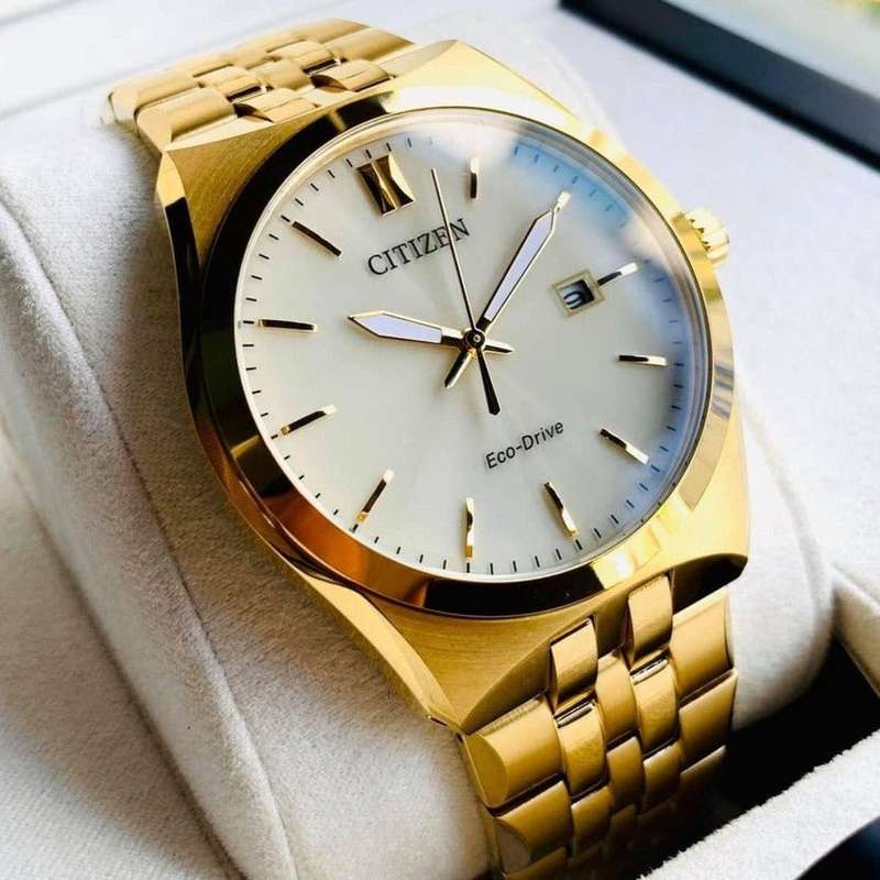 Citizen Eco-Drive Gold Date Dress Men's Watch | BM7332-61P