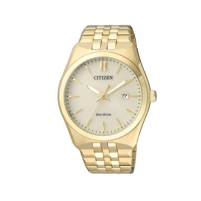 Citizen Eco-Drive Gold Date Dress Men's Watch | BM7332-61P