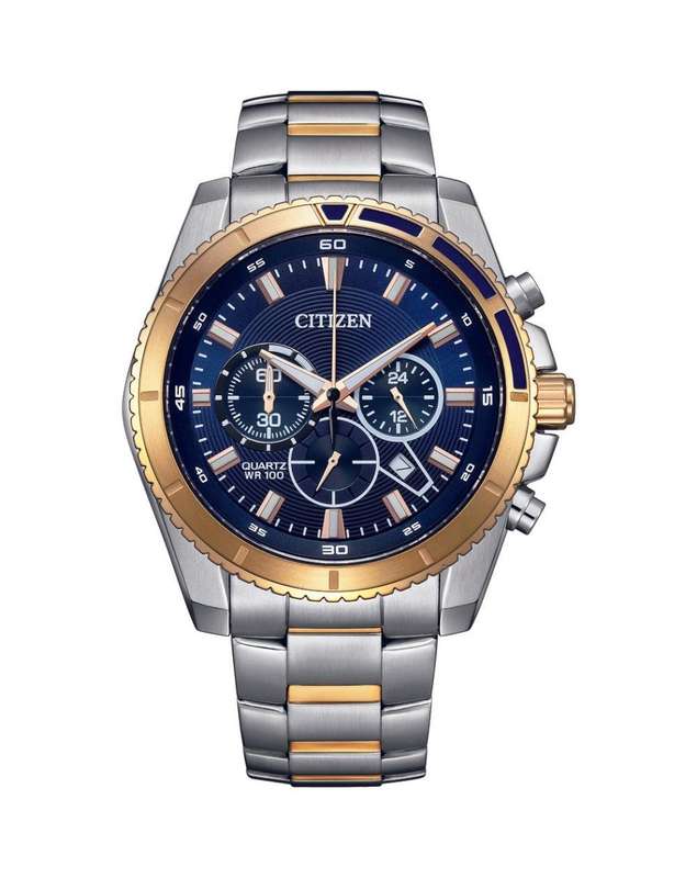Citizen Quartz Blue Dial Two Tone Chronograph Men's Watch | AN8206-53L