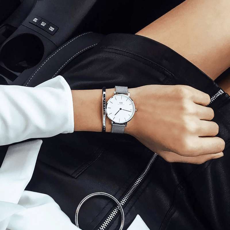 Daniel Wellington Petite Sterling Silver Women's Mesh Dress Watch | DW00100220