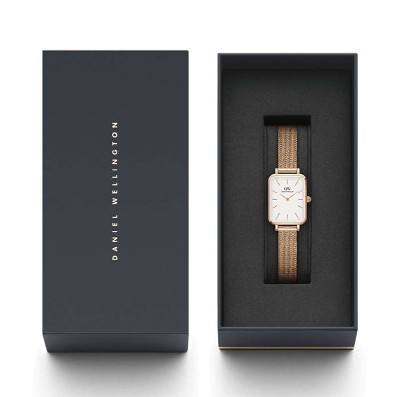 Daniel Wellington Quadro Pressed Mesh Rose Gold White Women's Watch | DW00100431