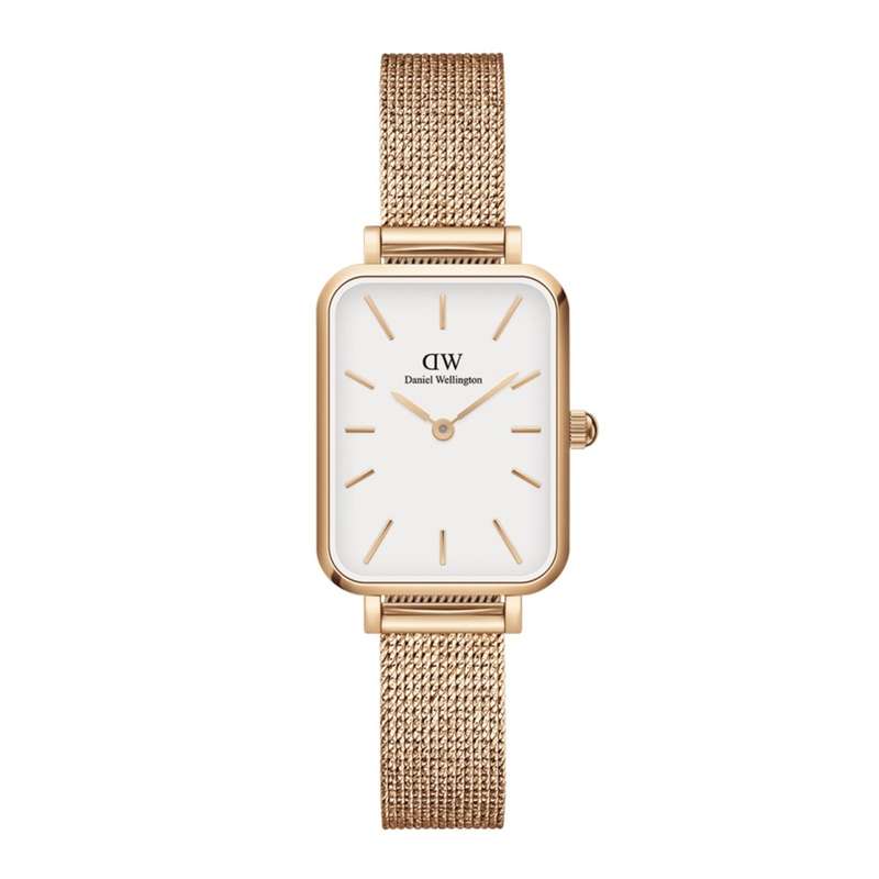 Daniel Wellington Quadro Pressed Mesh Rose Gold White Women's Watch | DW00100431