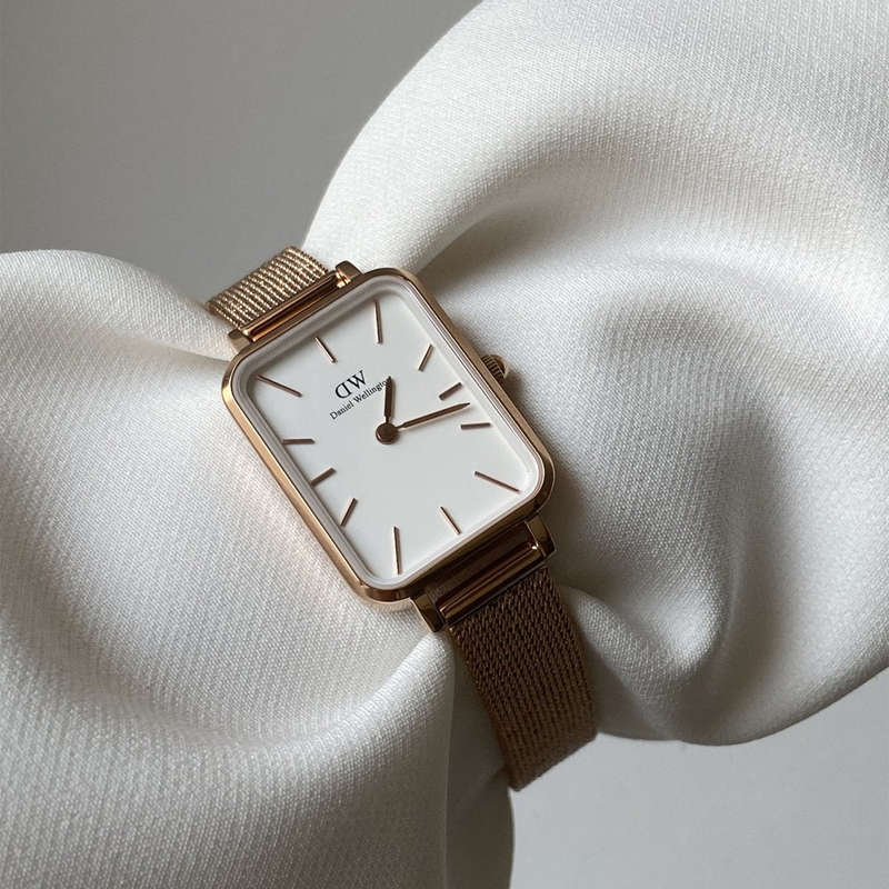 Daniel Wellington Quadro Pressed Mesh Rose Gold White Women's Watch | DW00100431