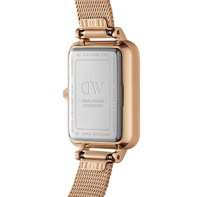 Daniel Wellington Quadro Pressed Mesh Rose Gold White Women's Watch | DW00100431
