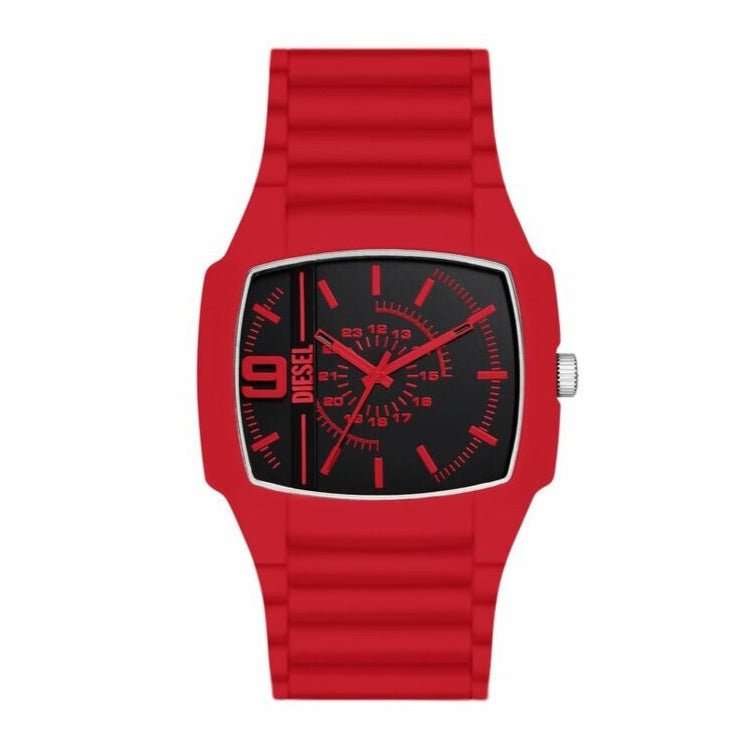 Diesel Cliffhanger 2.0 Three-Hand Red Silicone Men's Watch | DZ2165