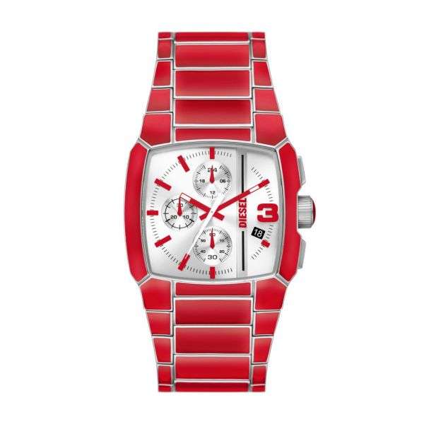Diesel Cliffhanger Chronograph, Red Enamel and Stainless Men's  Steel Watch | DZ4637