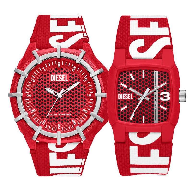 Diesel Framed Three-Hand Solar-Powered Red rPET Men's Watch | DZ4621