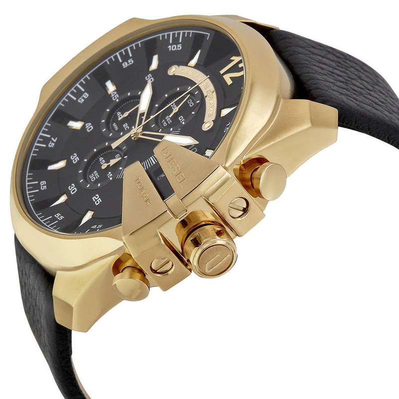 Diesel Mega Chief Gold Round Leather Men's Watch | DZ4344