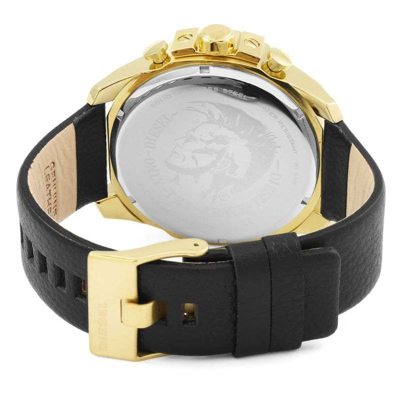 Diesel Mega Chief Gold Round Leather Men's Watch | DZ4344