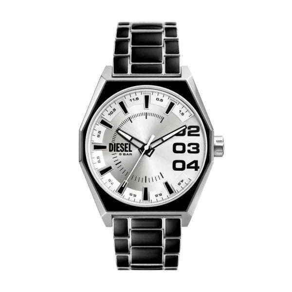 Diesel Scraper Three-Hand, Black Lacquer and Stainless Steel Men's Watch | DZ2195