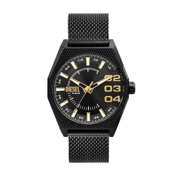 Diesel Scraper Three-Hand, Black Stainless Steel Men's Watch | DZ2194