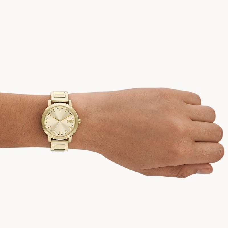 DKNY Soho D Three-Hand Gold-Tone Stainless Steel Women's Watch | NY6651