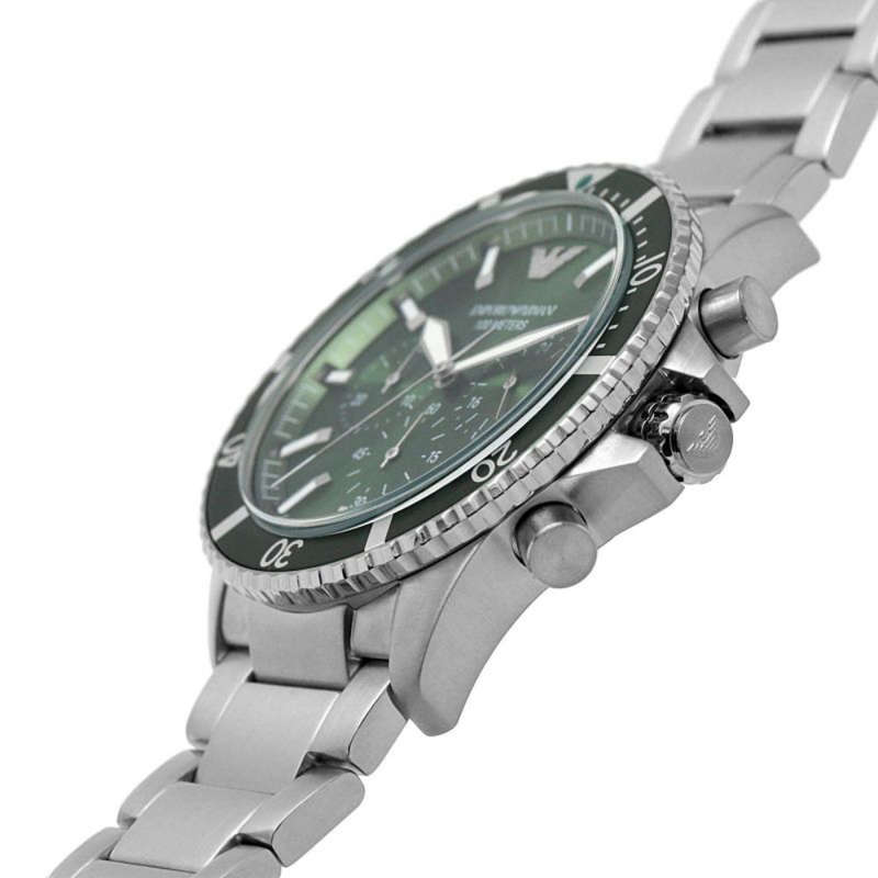 Emporio Armani Green Dial Silver Stainless Steel Strap Men's Watch | AR11500