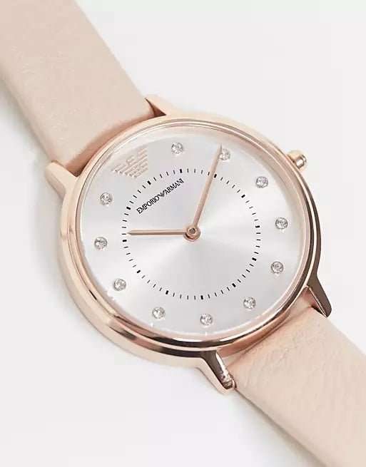 Emporio Armani Kappa Rose Gold Round Leather Women's Watch | AR2510