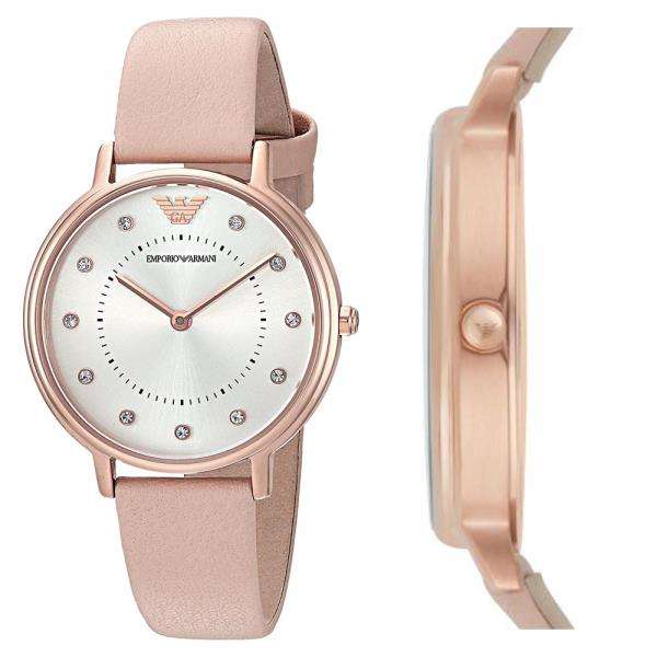 Emporio Armani Kappa Rose Gold Round Leather Women's Watch | AR2510