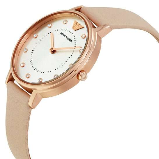 Emporio Armani Kappa Rose Gold Round Leather Women's Watch | AR2510