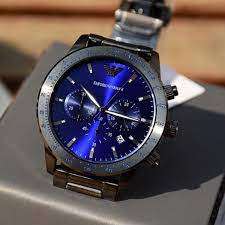 Emporio Armani Mario Chronograph Gunmetal Stainless Steel Watch and Bracelet Set - AR80045