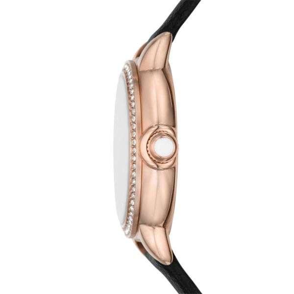 Emporio Armani Three-Hand Black Leather Woman's Watch | AR11598
