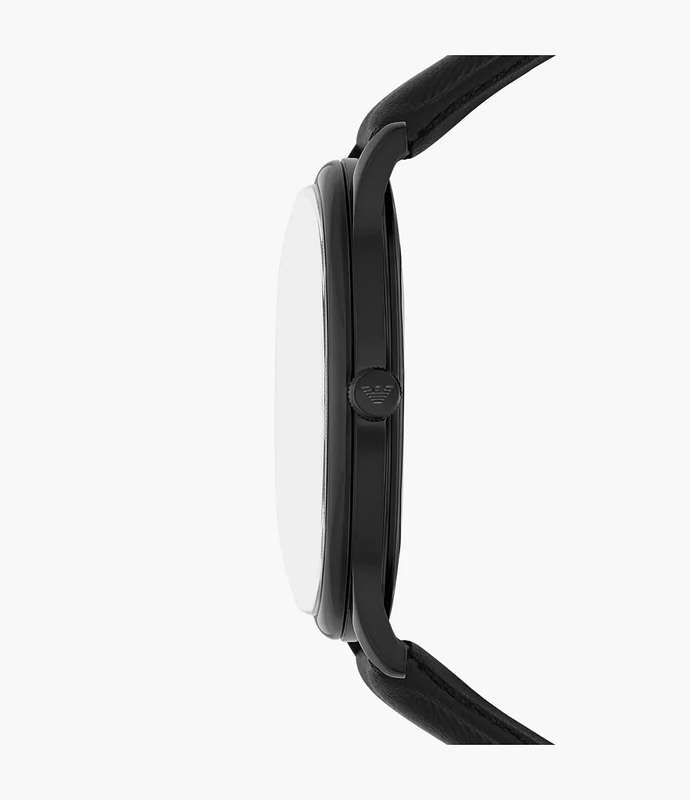 Emporio Armani Three-Hand Date Black Leather Men's Watch | AR11573
