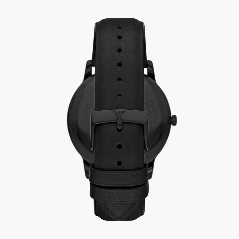 Emporio Armani Three-Hand Date Black Leather Men's Watch | AR11573